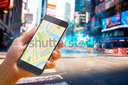összetett kép férfi térkép app telefon Stock fotó © wavebreak_media