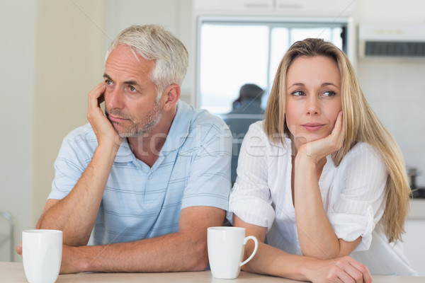 Foto stock: Aburrido · Pareja · sesión · contra · casa · cocina