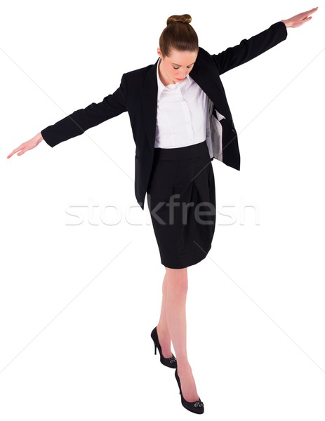 Zakenvrouw balancing handelen witte lopen Stockfoto © wavebreak_media
