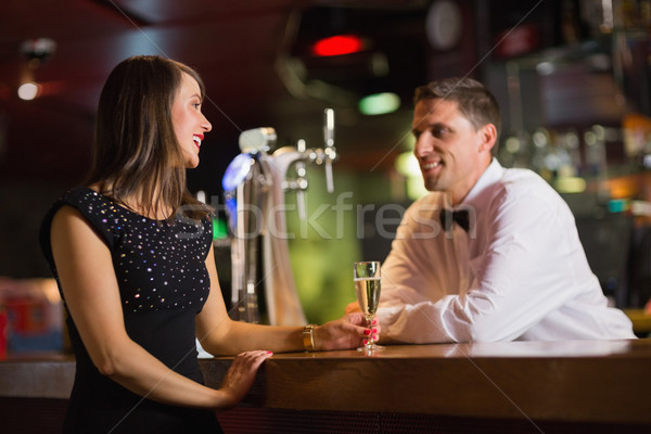 Foto stock: Bonito · barman · champanhe · cliente · bar