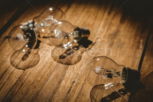 Ampoules table en bois texture bois bureau rétro [[stock_photo]] © wavebreak_media