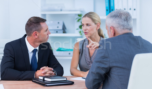 Stockfoto: Zakenlieden · vergadering · kantoor · gelukkig · zakenman