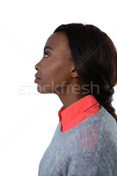 Vue de côté jeune femme blanche mode [[stock_photo]] © wavebreak_media