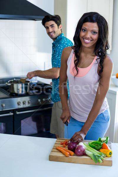 Portre pişirme gıda birlikte mutfak Stok fotoğraf © wavebreak_media