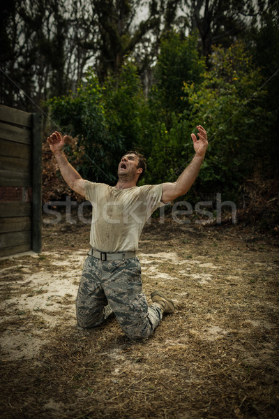 Soldier screaming with arms wide open Stock photo © wavebreak_media