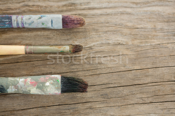 Stock photo: Paintbrushes arranged in a row