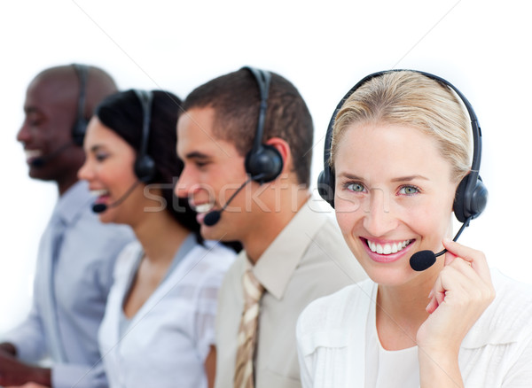деловая женщина команда рабочих Call Center белый Сток-фото © wavebreak_media