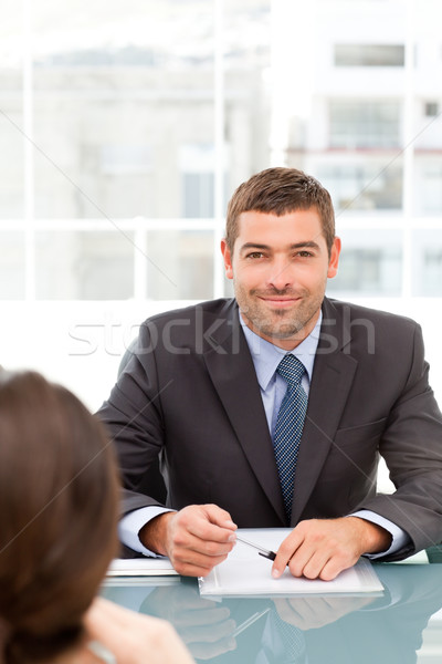 счастливым бизнесмен интервью женщины коллега служба Сток-фото © wavebreak_media