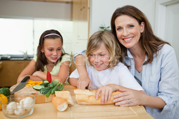 Stockfoto: Moeder · sandwiches · samen · kinderen · vrouw