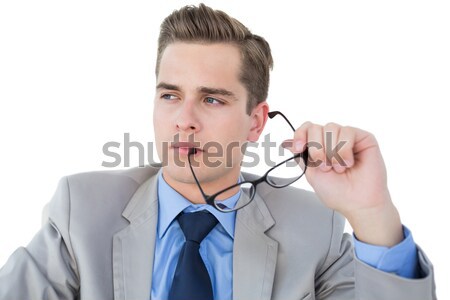 Portré mérges üzletember készít telefonbeszélgetés fehér Stock fotó © wavebreak_media