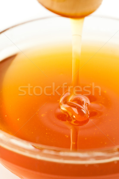 Close up of a thin honey trickle against a white background Stock photo © wavebreak_media