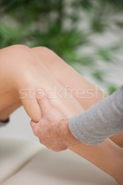 Osteopath holding the calf of a patient in a room Stock photo © wavebreak_media