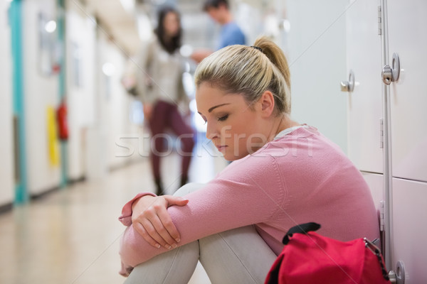 Diák ül padló folyosó néz csalódott Stock fotó © wavebreak_media