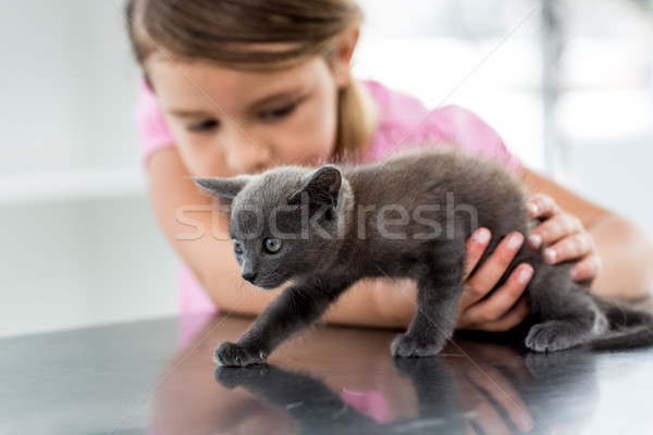 女孩 播放 小貓 小女孩 獸醫 辦公室 商業照片 © wavebreak_media