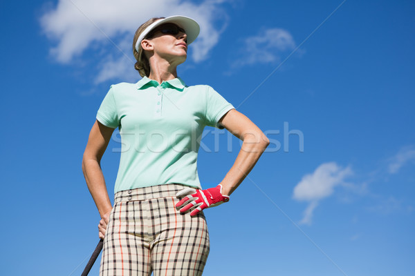 Stock fotó: Női · golfozó · áll · kéz · csípő · napos · idő
