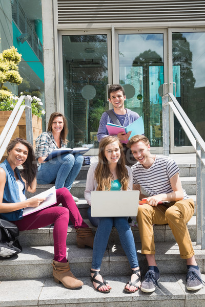 Diákok ül lépcső tanul egyetem könyv Stock fotó © wavebreak_media