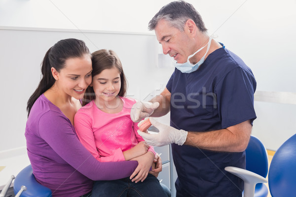 Tandarts uitleggen jonge patiënt moeder model Stockfoto © wavebreak_media