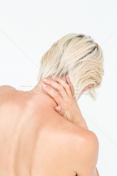 Mujer atractiva sufrimiento dolor de cuello blanco femenino bastante Foto stock © wavebreak_media