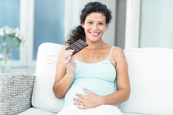 Portret vrouw sofa gelukkig zwangere vrouw Stockfoto © wavebreak_media