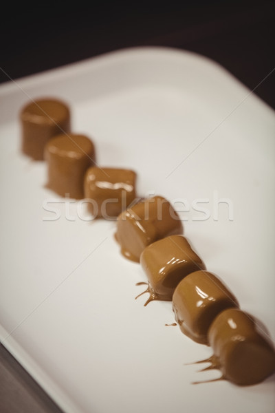 Chocolate coated marshmallows arranged on tray Stock photo © wavebreak_media