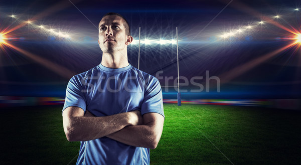 Foto stock: Imagem · rugby · jogador · brasão