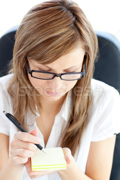 女性実業家 メモを取る オフィス 幸せ ペン ストックフォト © wavebreak_media