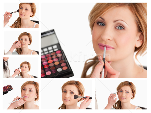 Collage of a young woman getting made up Stock photo © wavebreak_media