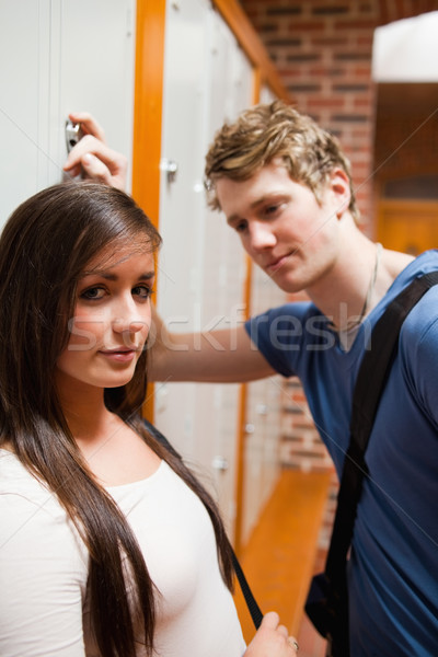 Ritratto uomo flirtare fidanzata corridoio faccia Foto d'archivio © wavebreak_media
