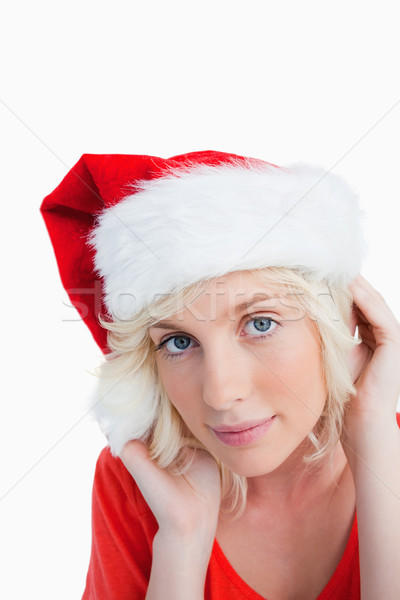 Jeunes femme blonde chapeau blanche [[stock_photo]] © wavebreak_media