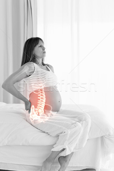 [[stock_photo]]: Colonne · vertébrale · femme · enceinte · composite · numérique · femme · main · beauté