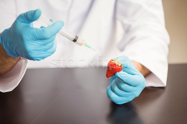 Food scientist injecting a strawberry Stock photo © wavebreak_media