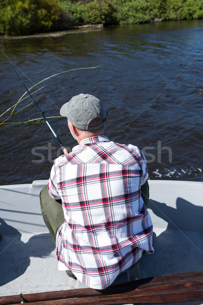 Foto stock: Feliz · hombre · pesca · agua · primavera