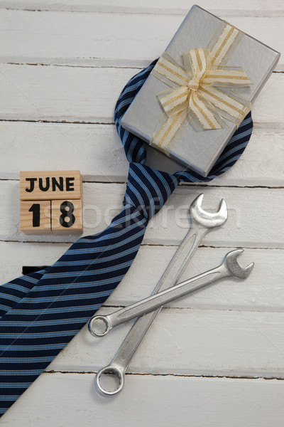 Calender date with gifts for fathers day on table Stock photo © wavebreak_media