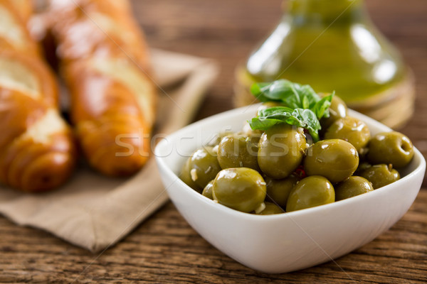 Garnished marinated olives in bowl Stock photo © wavebreak_media