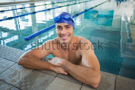 красивый мужчина из воды бассейна человека счастливым Сток-фото © wavebreak_media