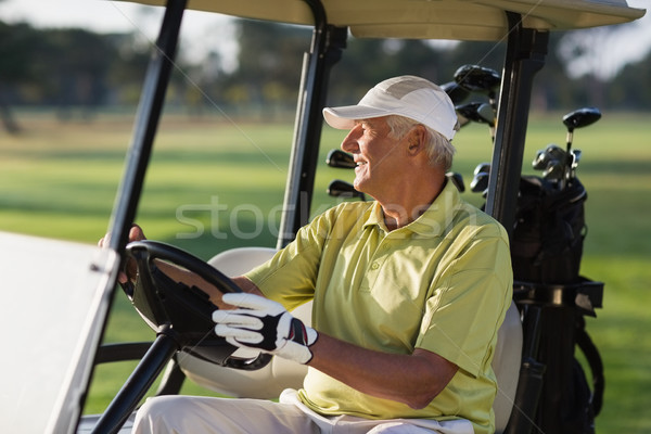 Foto stock: Sorridente · homem · maduro · condução · golfe · homem · idoso