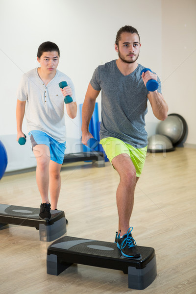 Dos hombres paso ejercicio fitness Foto stock © wavebreak_media