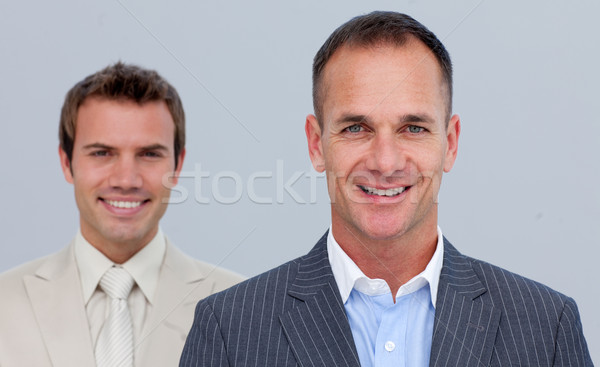 Foto stock: Retrato · empresarios · doblado · armas · dos · negocios