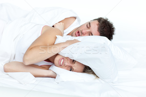 расстраивать женщину кровать дружок храп голову Сток-фото © wavebreak_media