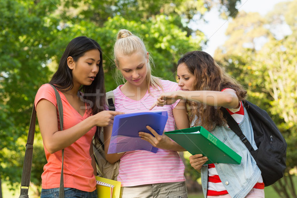 College friends looking at folder at campus Stock photo © wavebreak_media