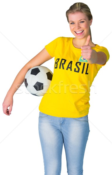 [[stock_photo]]: Joli · football · fan · tshirt · blanche