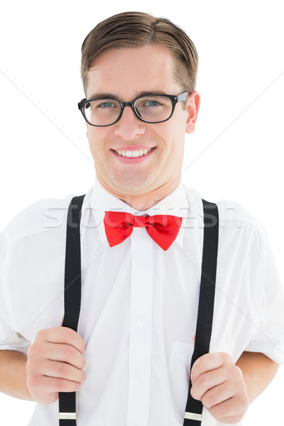 Nerdy hipster pulling his suspenders Stock photo © wavebreak_media