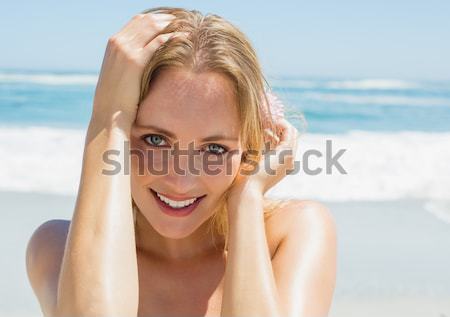 Foto stock: Belo · mulher · loira · praia · mulher · sensual