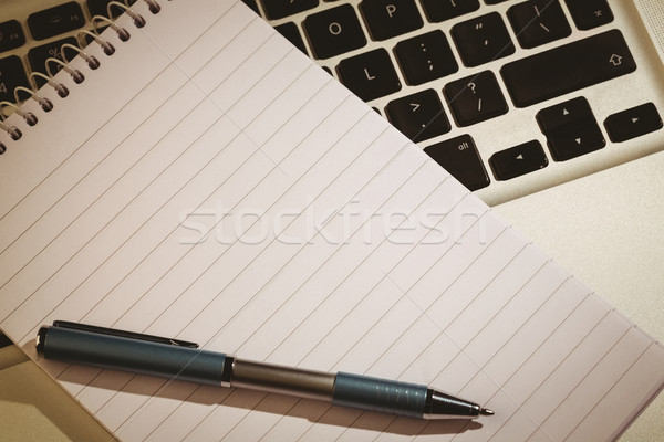 Stockfoto: Notepad · laptop · bureau · business · pen · technologie