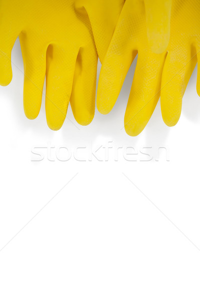Geel rubberen handschoenen witte paar fitness schoonmaken Stockfoto © wavebreak_media