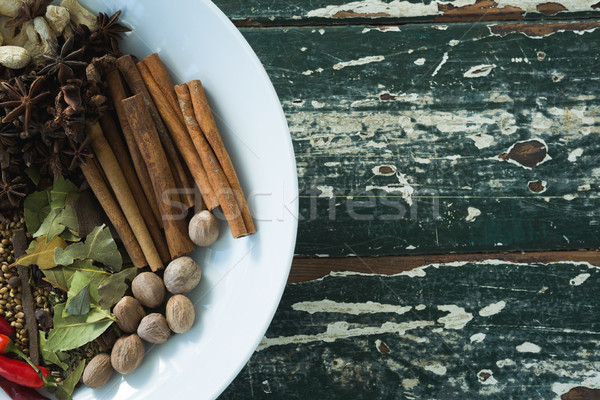 Various spices arranged in plate Stock photo © wavebreak_media