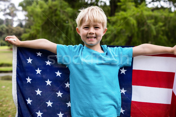 Jongen Amerikaanse vlag park portret Stockfoto © wavebreak_media