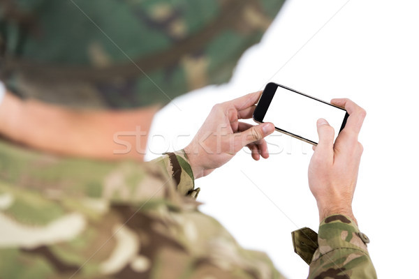 Soldat Handy weiß Mann Sicherheit Spaß Stock foto © wavebreak_media