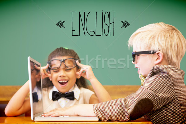 Stockfoto: Engels · cute · leerlingen · omhoog · leerkrachten · klas