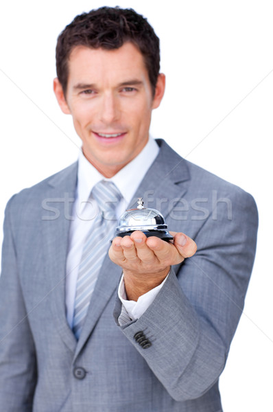 Smiling businessman holding a service bell  Stock photo © wavebreak_media